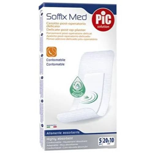 Pic Soffix Med Delicate plaster include anti-bacterial pad 20*10cm ref-02026007 5pcs