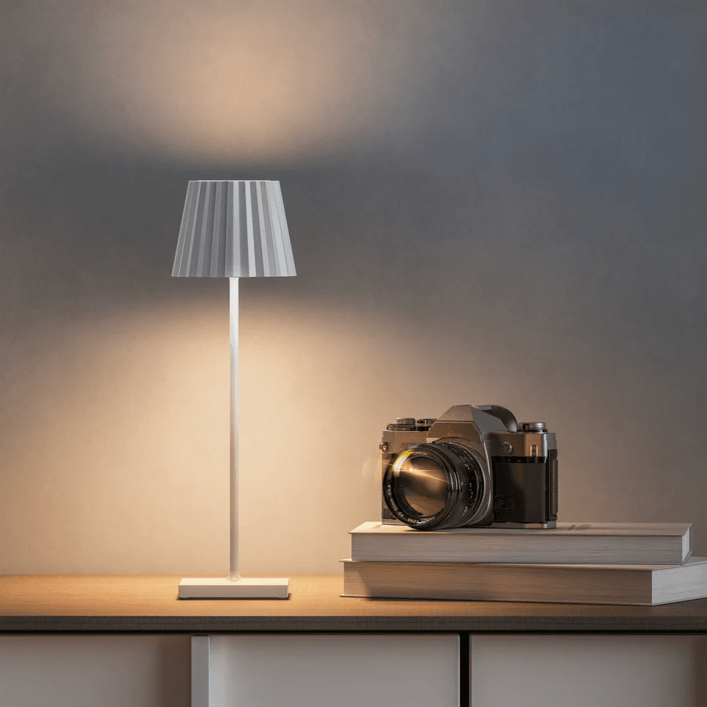Plisse Luxurious Cordless Table Lamp - White