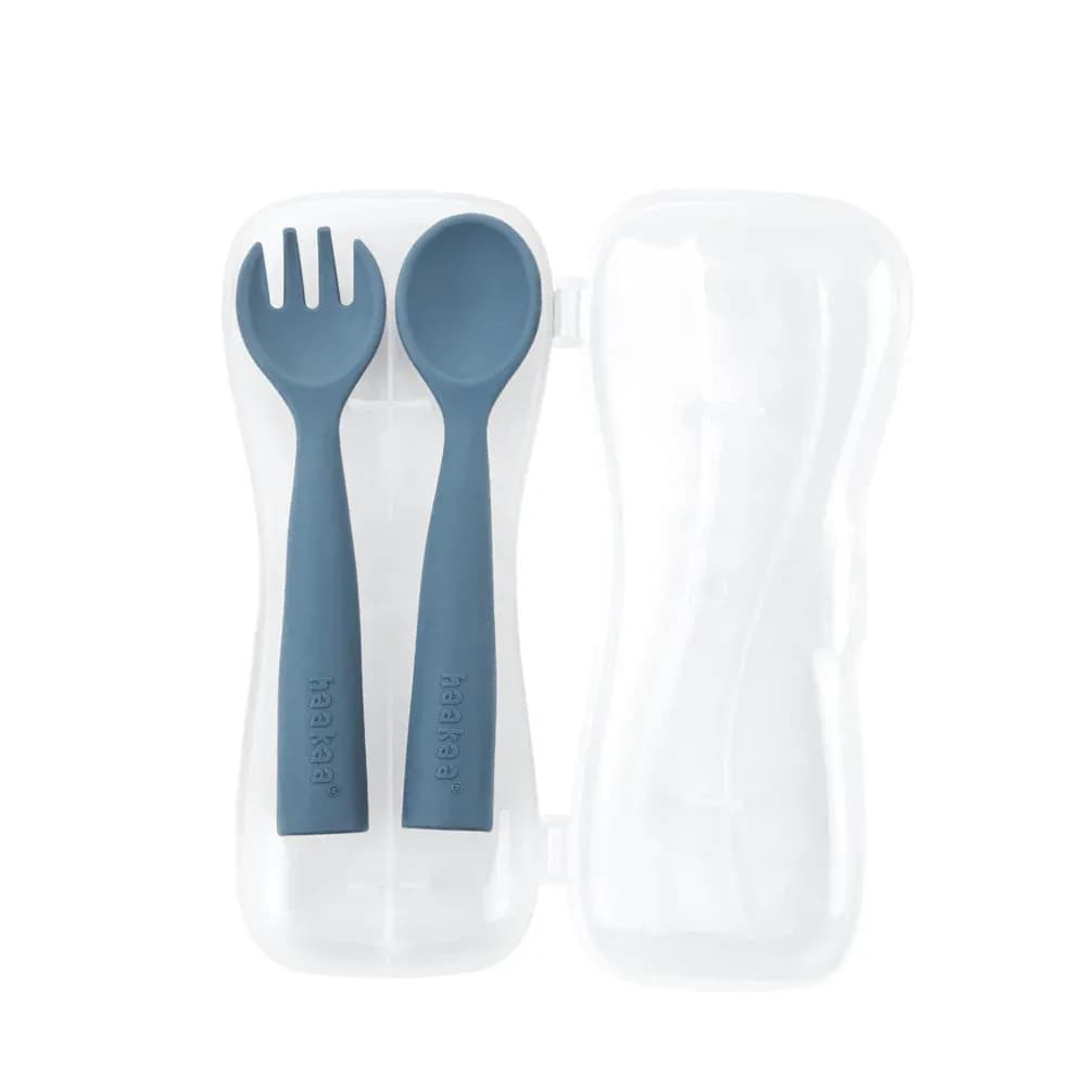 Haakaa Bendy Silicone Cutlery Set, Bluestone