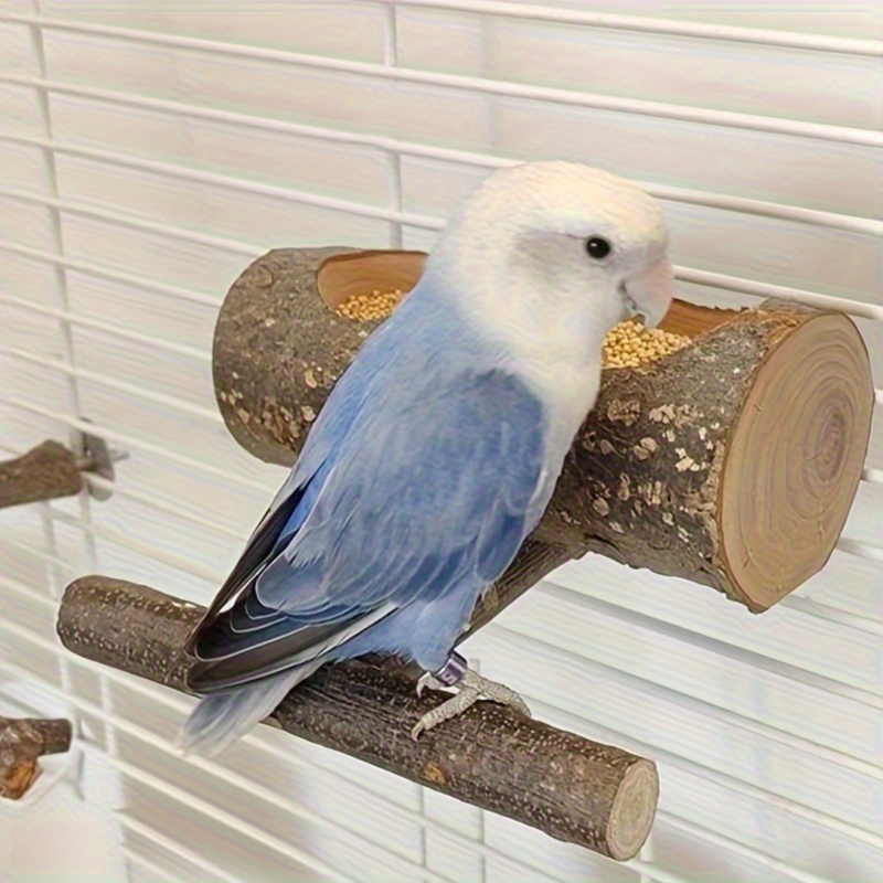 Wood Double Hole Feeding Bowl For Birds