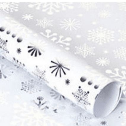 silver snow in white wrapping paper