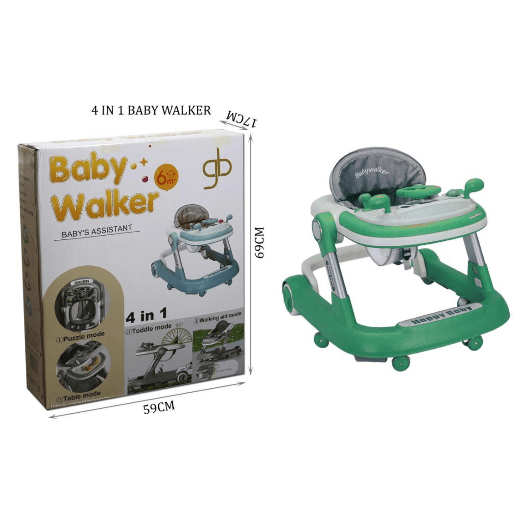 4 mode Baby Walker 6m+ (puzzle mode,table mode,toddle mode,walking aid mod) green color