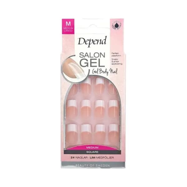 Depend 80022 Salon Gel Artificial nails Size medium square include glue 24pcs