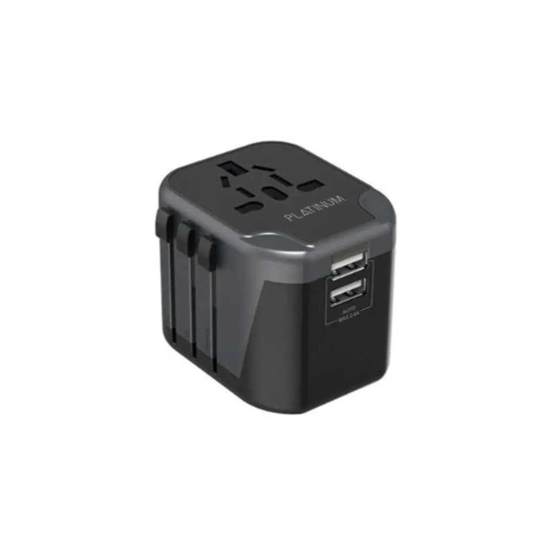 Platinum Universal Travel Adapter Dual Usb 2.4A P-Utausb2Bk – Black