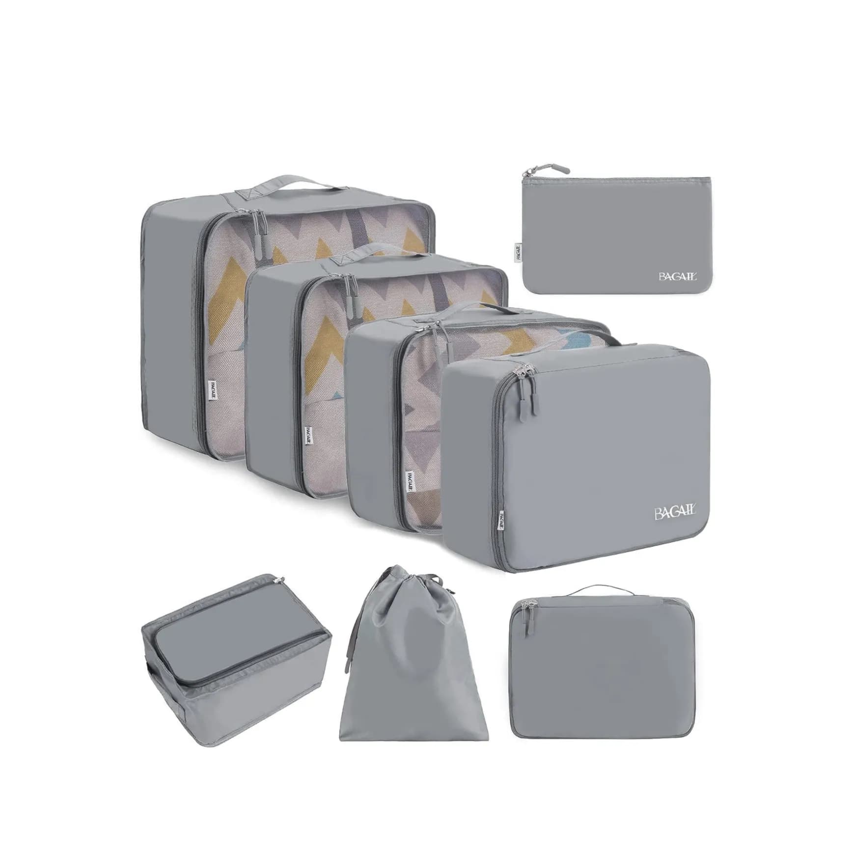 BAGAIL 8 Set Packing Cubes Luggage Packing Organizers for Travel Accessories, Grey