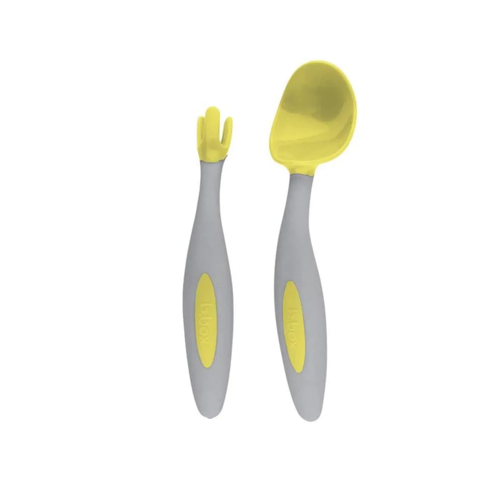 b.box Toddler Easy Grip Cutlery Set with Case - Lemon Sherbet