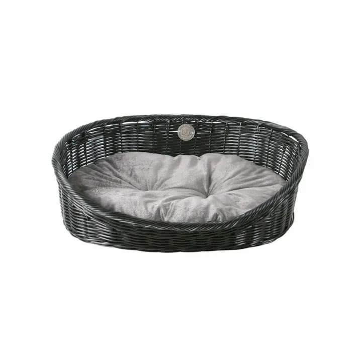 RUSTIC RATTAN WITH CUSHION XS - 43X36X15CM BLACK/ANTHRACITE