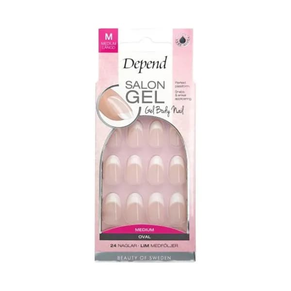 Depend 80021 Salon Gel Artificial nails Size medium oval white include glue 24pcs