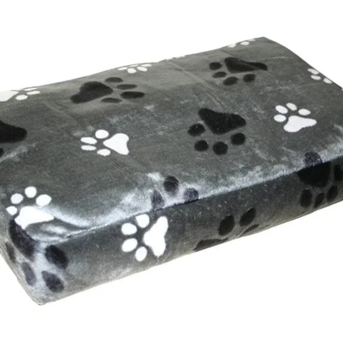 RECTANGLE CUSHION WITH PAW PRINT 60X35X10CM GREY