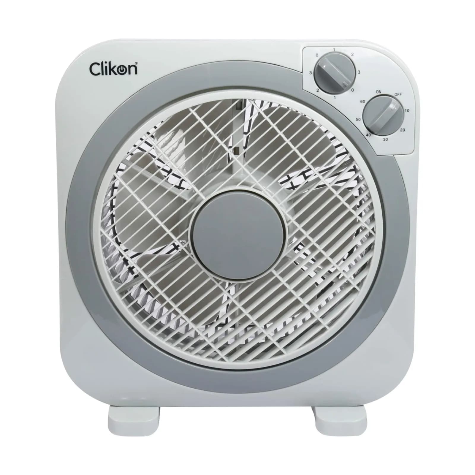 Clikon - 10' Inch Box Fan, Timer & Swing Function, 3 Speed Setting, Grey - CK2215