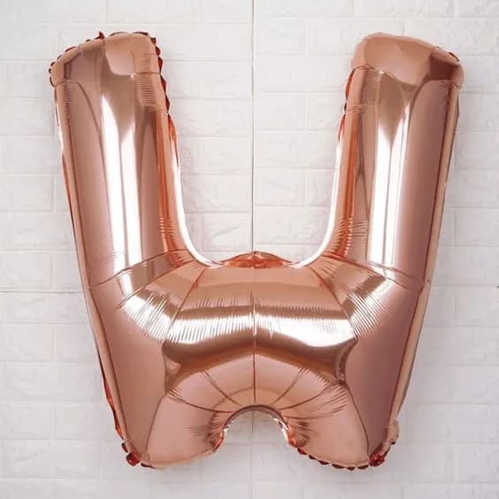 40 Inch Rose Gold Letter W Balloon With Helium