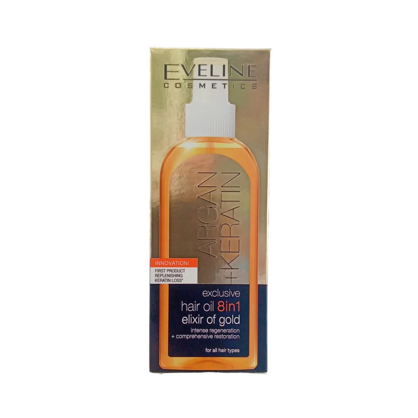 Eveline Argan+Keratin Hair Oil 8 In 1 Elixer Of Gold 150 Ml