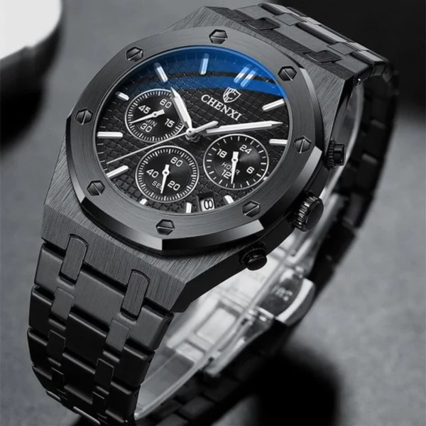 CHENXI 948 Fashion Business Top Luxury Brand Quartz Watch Men Stainless Steel Waterproof Wristwatch Relogio Masculino W31254 Black