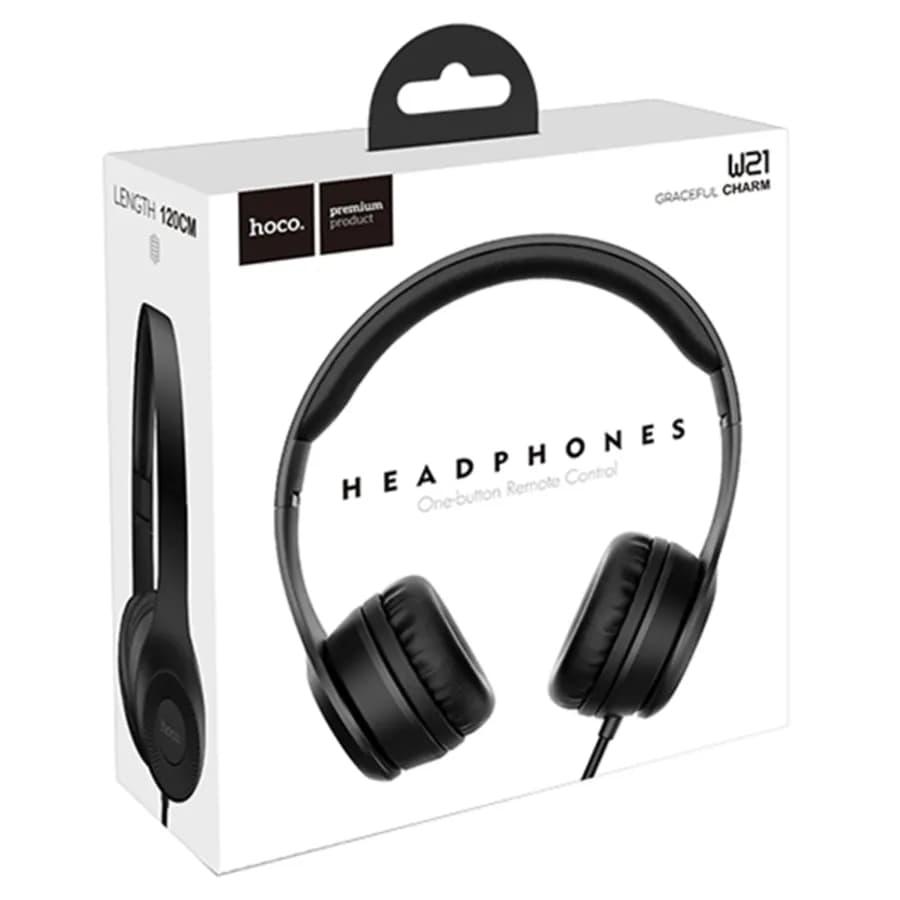 Wired Headphone with Mic - hoco w21 black