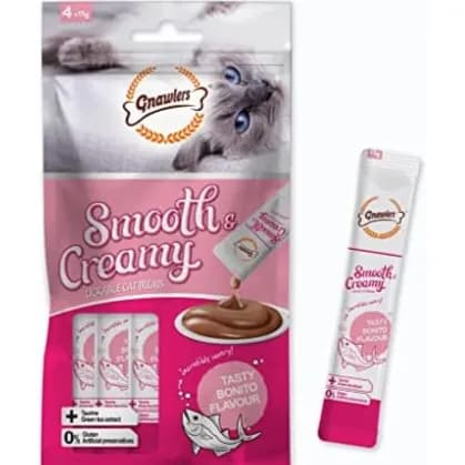 GNAWLERS SMOTHY & CREAMY CAT TREATS TASTY BONITO FLAVOUR MEGA 4PCS