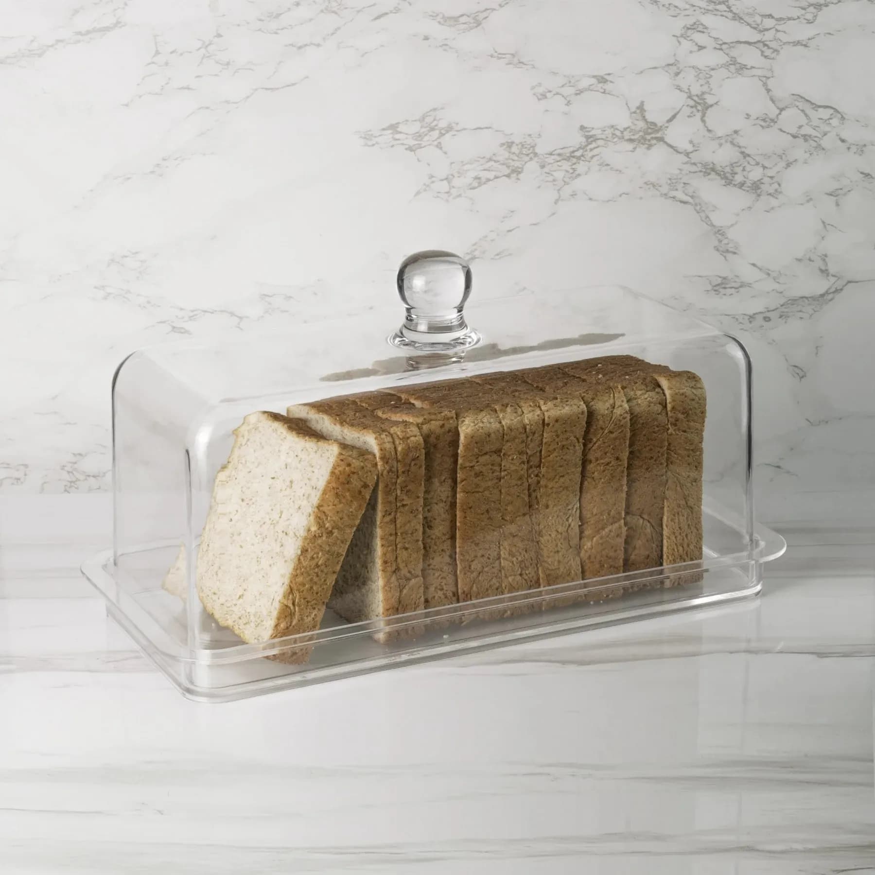 Vague acrylic loaf and toast bread serving set with cover 38cm