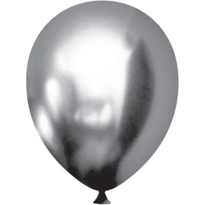 Chrome Silver 12 Inch Helium Filled Balloon