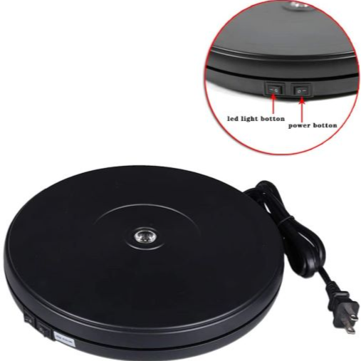 360 Degree Turntable Display Stand with LED (Black)