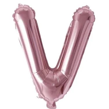 40 Inch Rose Gold Letter V Balloon With Helium