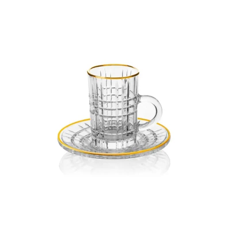 12 pcs Tea Cup and Saucers Set with Golden Rim 4 OZ