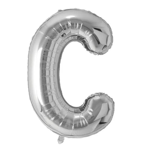 40 Inch Silver Letter C Balloon With Helium