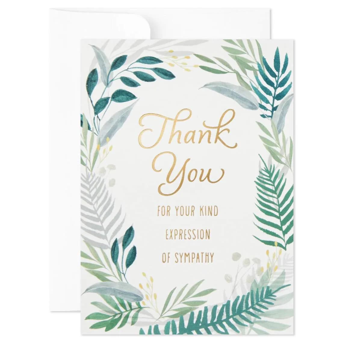 Fern Border Blank Sympathy Thank You Notes, Box of 20