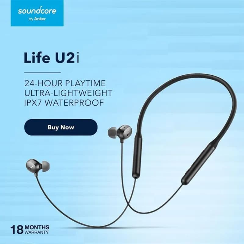 Anker Soundcore Life U2i Bluetooth Neckband with 22 H Playtime, 10 mm Drivers,Clear Calls