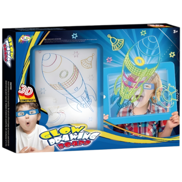 Glow Drawing Board With 3D Glass For Kids (DBWD50)