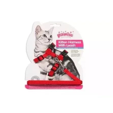 PAWISE KITTEN HARNESS (19-32/27-47CM) W/1.2 LEASH- M (Red)