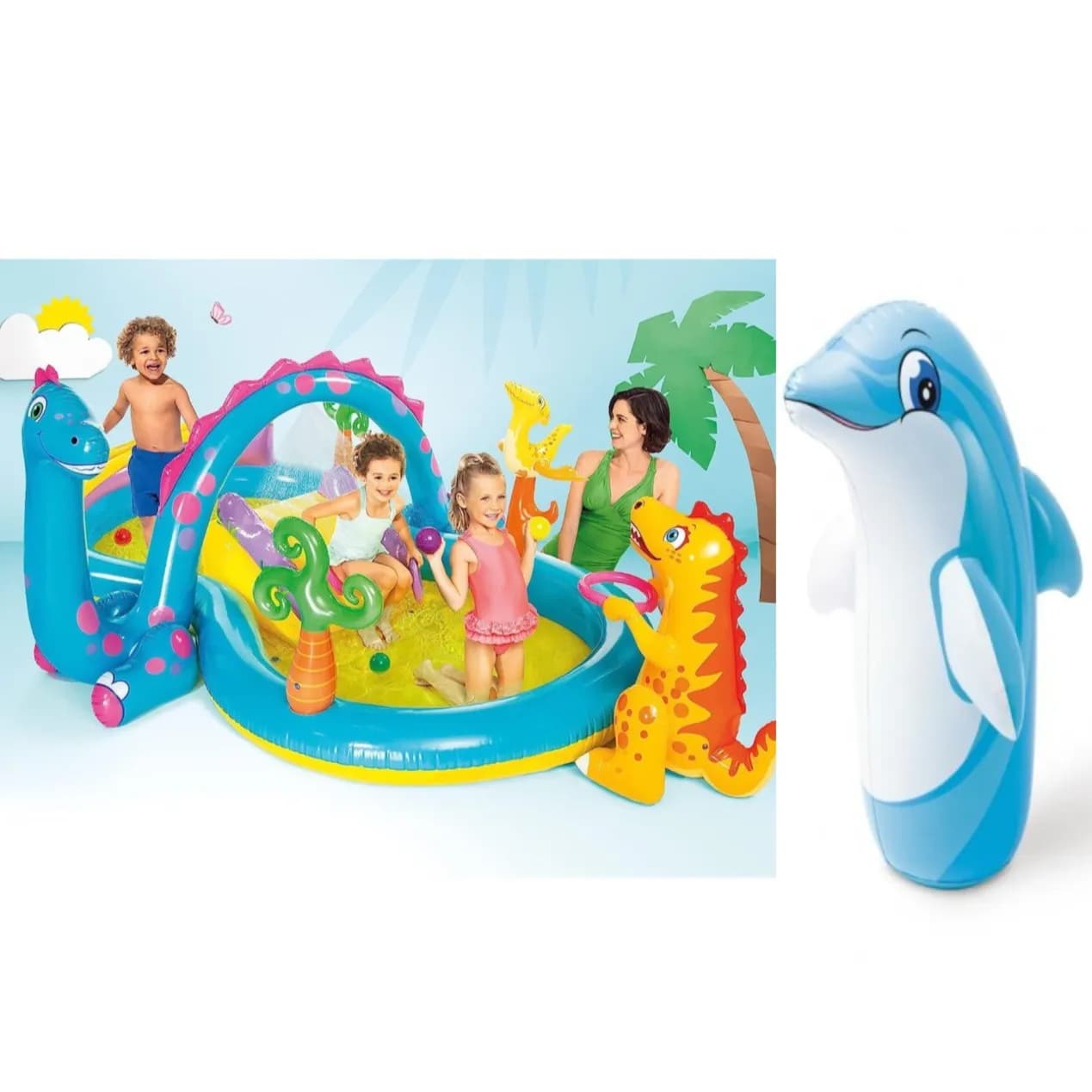 Dinoland play center inflatable swimming pool with Bop Bag