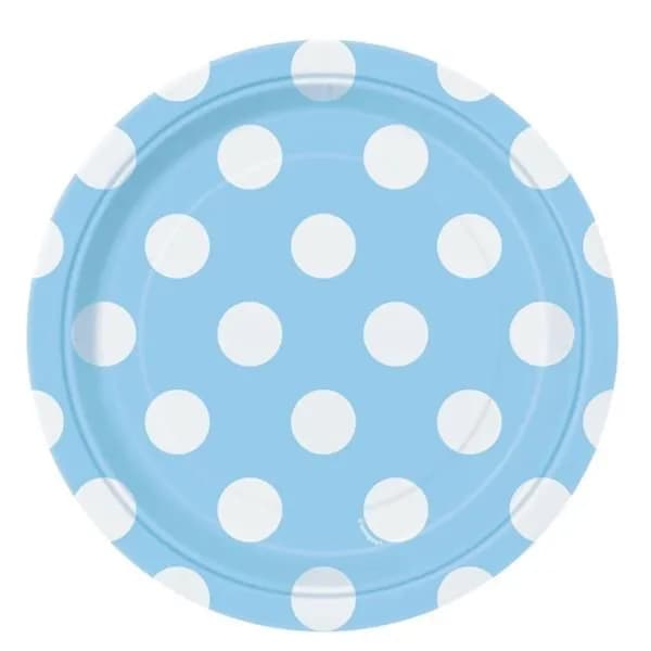 Light Blue Polka Dots Paper Plate 8pcs