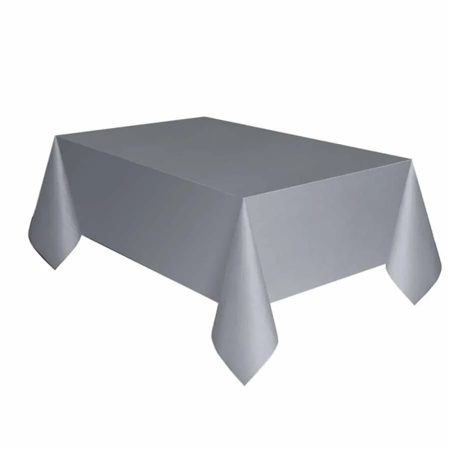 Plastic Table Cover Silver (135cm X 270cm)