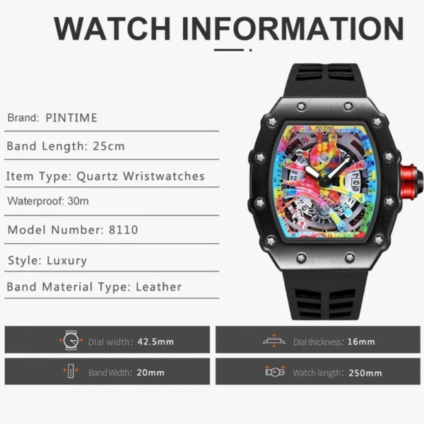 PINTIME Fashion Watches Men Hip Hop Sports Man Watch S823790