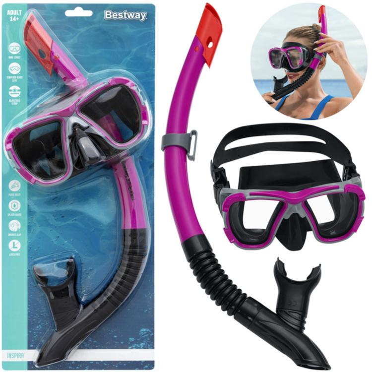 Bestway Hydropro Black Sea Mask&Snorkel Set For Swimming Diving - Goggles For 14+ - 1 PCS Set - POLT138