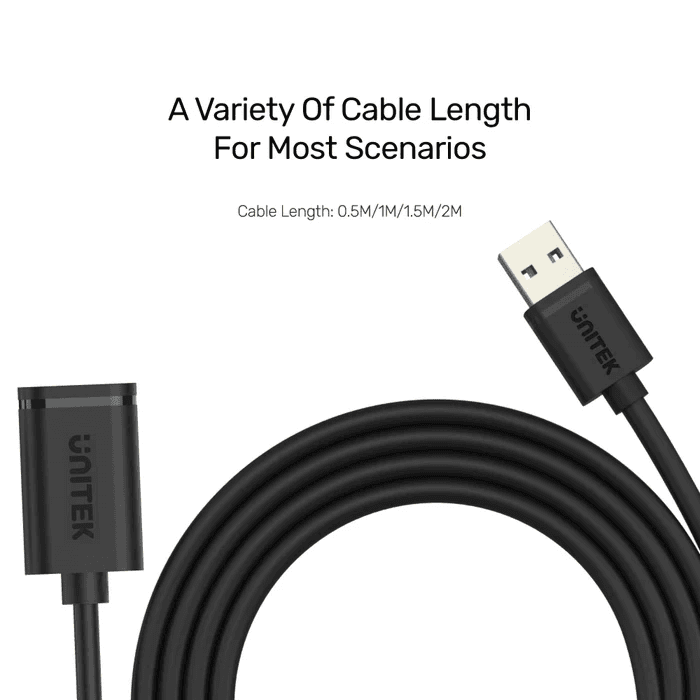 UNITEK USB 3.0 A Male to A Female Extension Cable,  2 Meter | Y-C459GBK