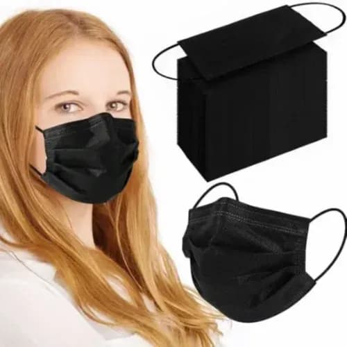 Face Mask 3Ply Disposable Black 50Pcs