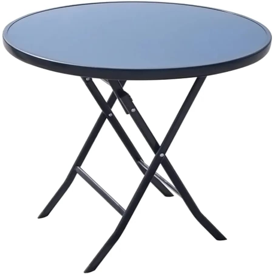 Home and garden Folding Round Tempered Glass Metal Table