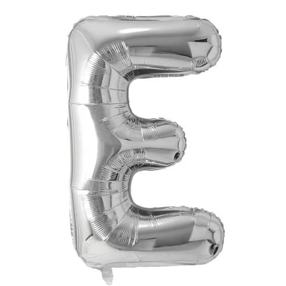 40 Inch Silver Letter E Balloon With Helium