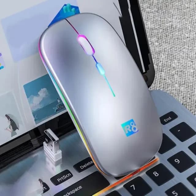 Wireless Rechargeable mouse | RGB LED - R8 1715 Silver