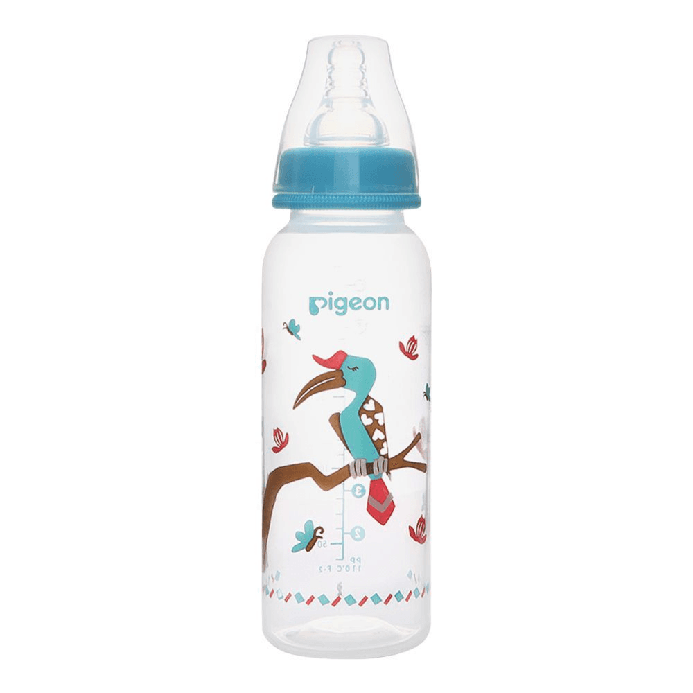 Pigeon Flexible plastic bottle soft & elastic nipple 4+months minimize colic 240ml ref-PA00421 decorated with Bird