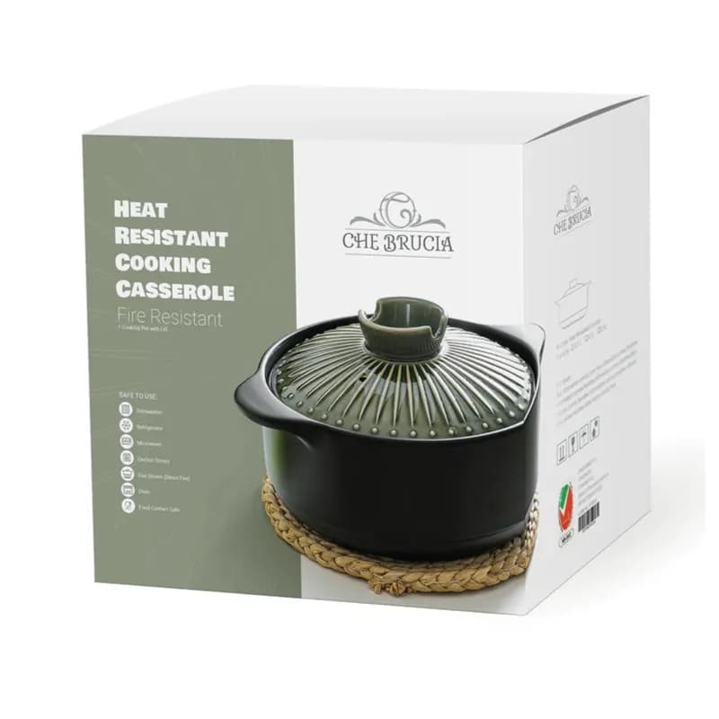 Che Brucia Direct Fire Green Ceramic Cooking Casserole 4.2Liter