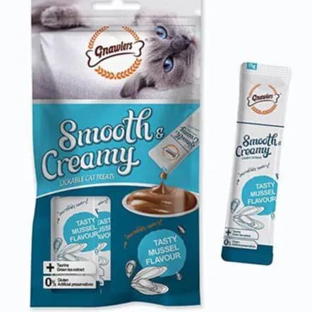 GNAWLERS SMOTHY & CREAMY CAT TREATS TASTY MUSSEL FLAVOUR MEGA 20PCS