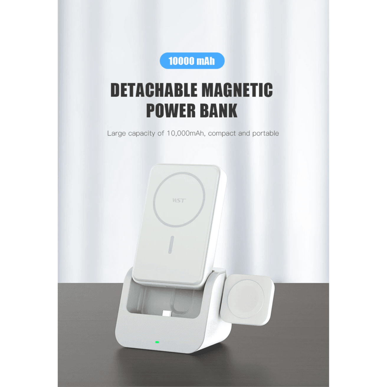 WST 10000mAh Power Bank Magsafe 3 in 1 Power Bank Magnetic 18W Wireless Charging Stand for iPhone Apple Watch AirPods