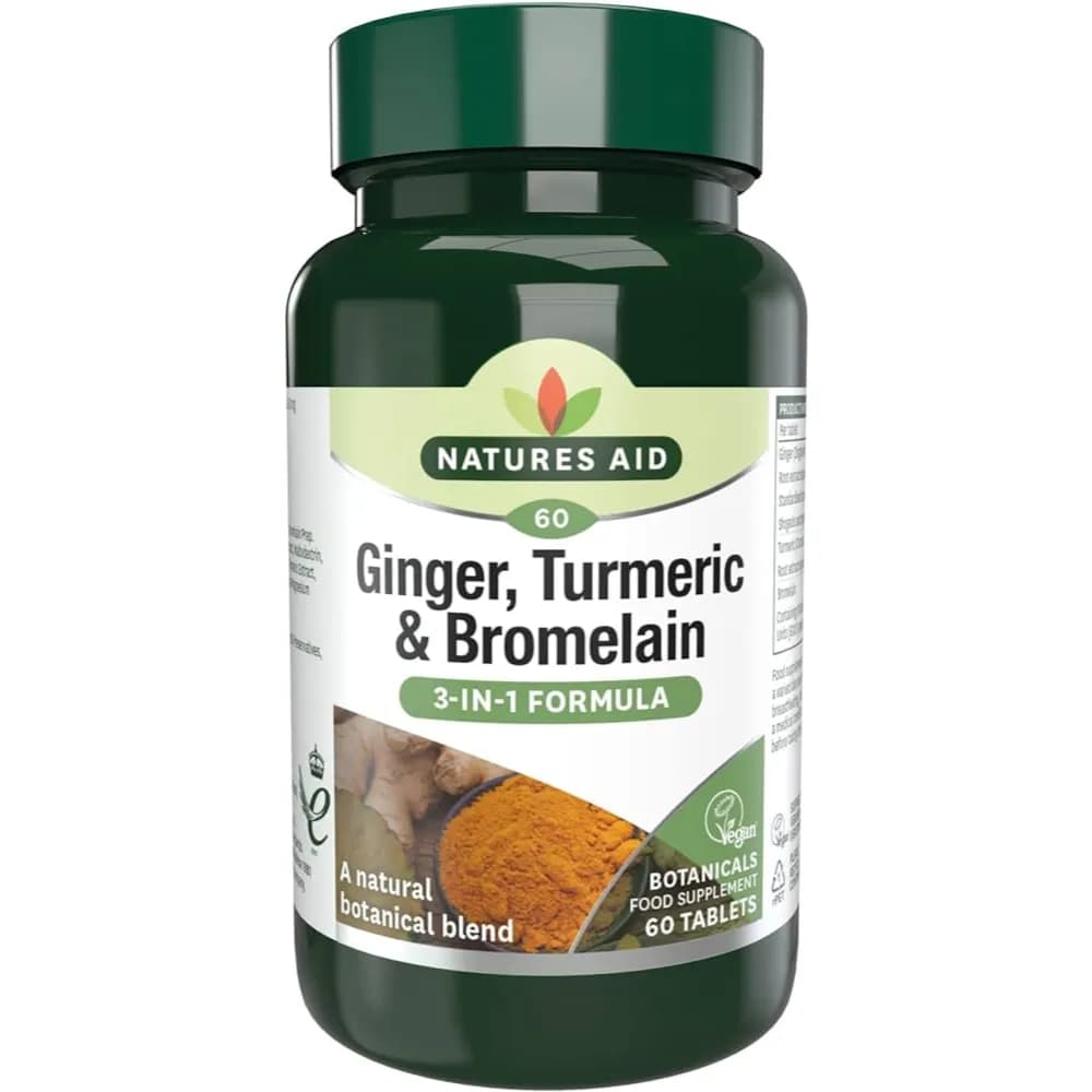 Nature Aid Ginger , Turmeric & Bromelain 60 Tablets