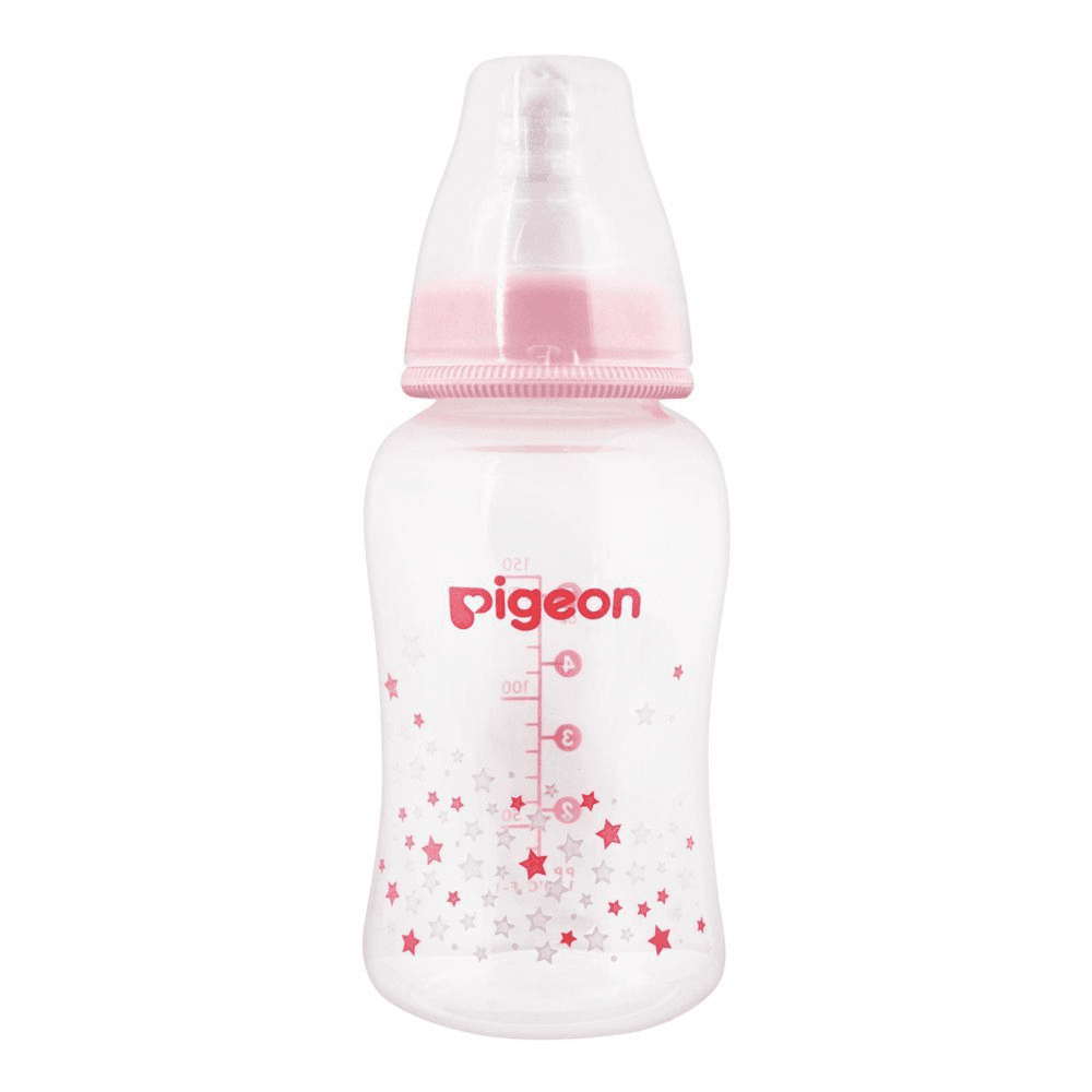 Pigeon Flexible Pink Girl Plastic Nursing Bottle with Peristaltic Round hole Nipple Small 0+months Stream Line shape 150ml code:PA78272