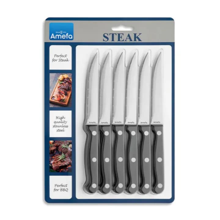 Amefa Steak knives black/blister 6pc