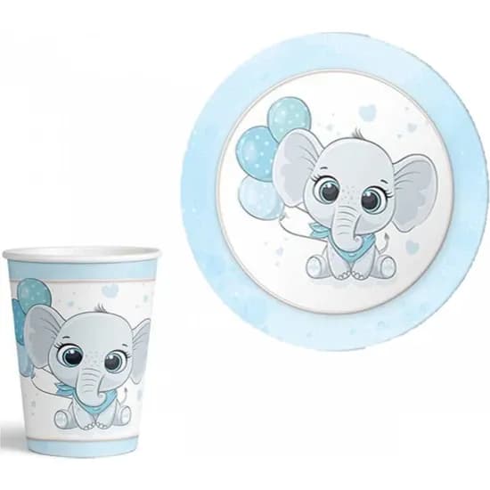 Baby Elephant Paper Cups 8 Pcs