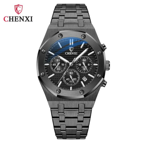 CHENXI 948 Fashion Business Top Luxury Brand Quartz Watch Men Stainless Steel Waterproof Wristwatch Relogio Masculino W31254 Black