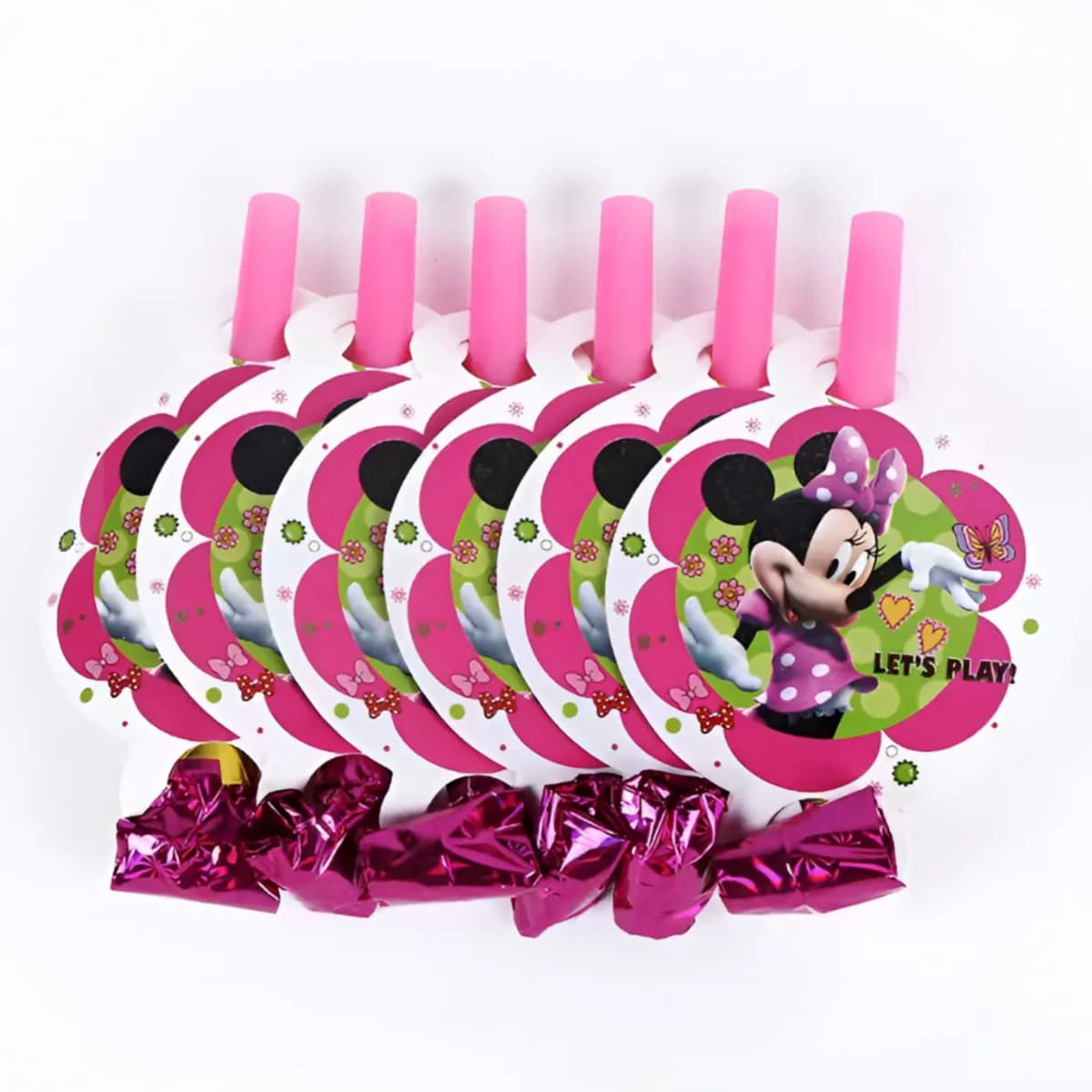 Minnie Mouse Printed Happy Birthday Party Whistle-pack Of 6 Pieces - PIGC206
