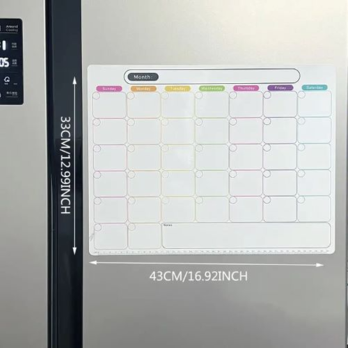 Monthly Fridge Calendar Whiteboard With Extra-Thick Magnet